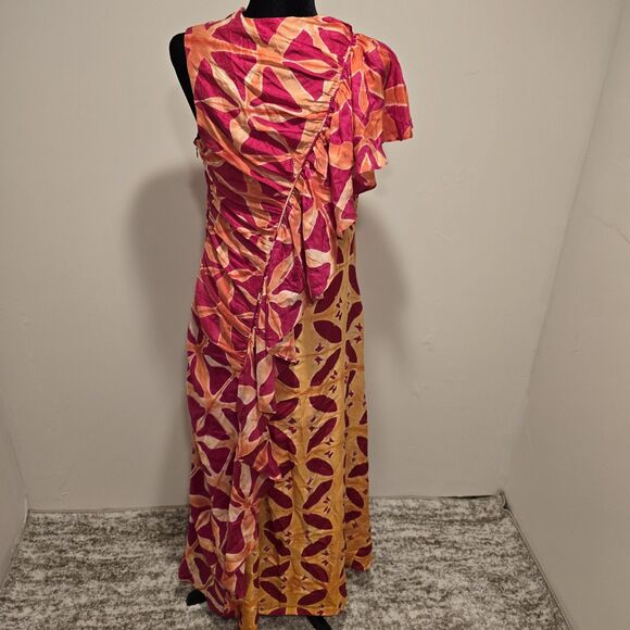 Ulla Johnson Lali Handmade 100% Silk Gown Dress Tigerlily Sz 6 One Shoulder Maxi - Picture 6 of 16